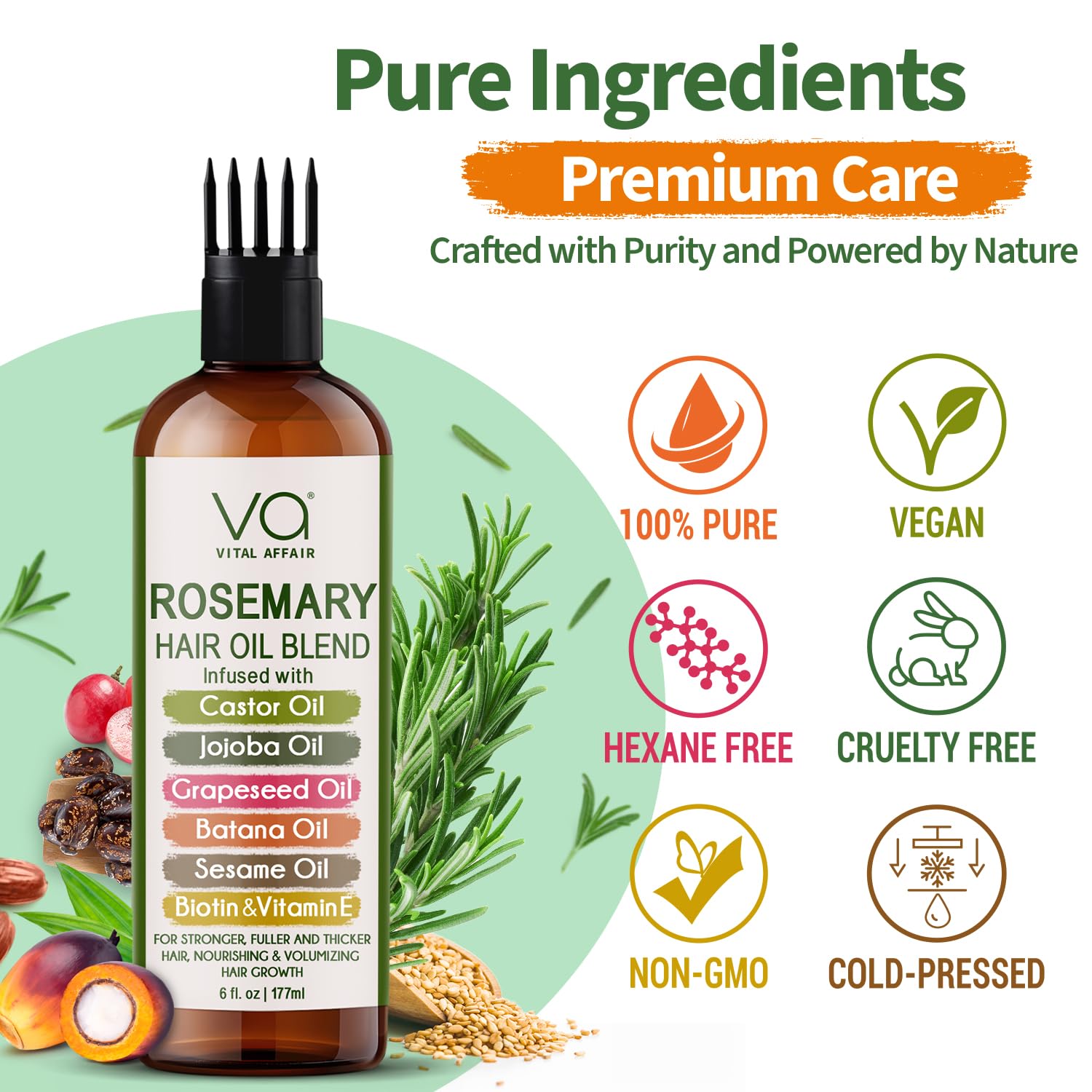 VITAL AFFAIR hair growth oil application scene suggests daily scalp massage benefits.