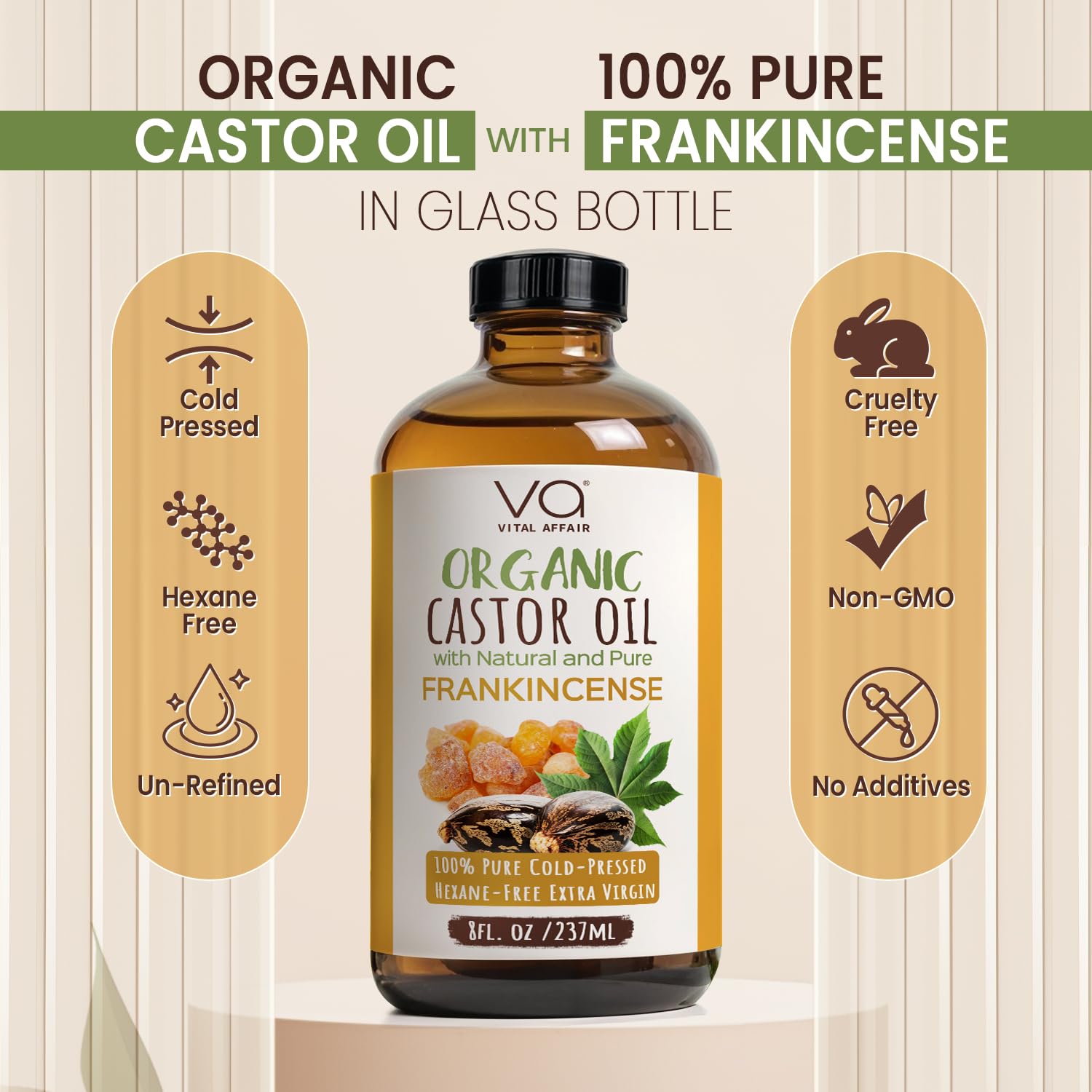 VITAL AFFAIR hexane-free formulation emphasizes pure, natural oils.