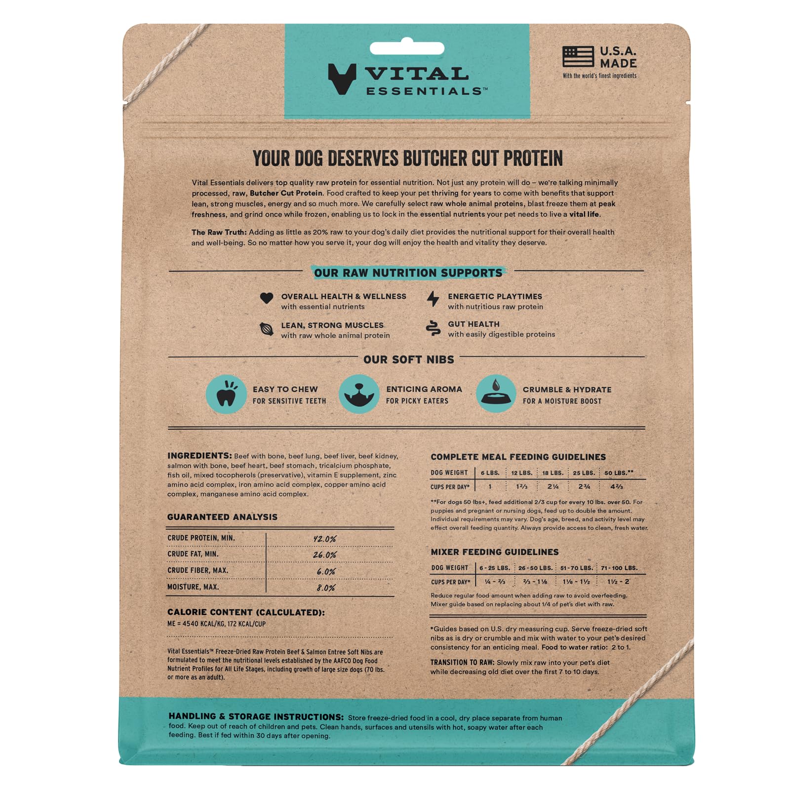 Vital Essentials beef-salmon complete meal shown for protein-rich nutrition