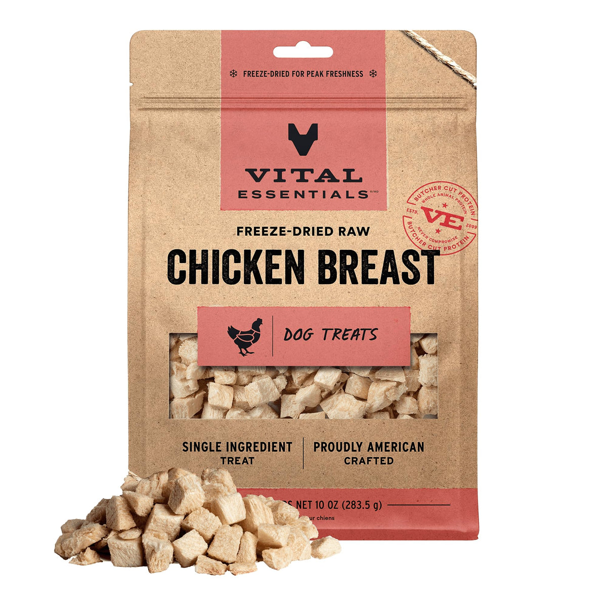 Vital Essentials freeze-dried chicken breast dog treats bites — protein-packed for training