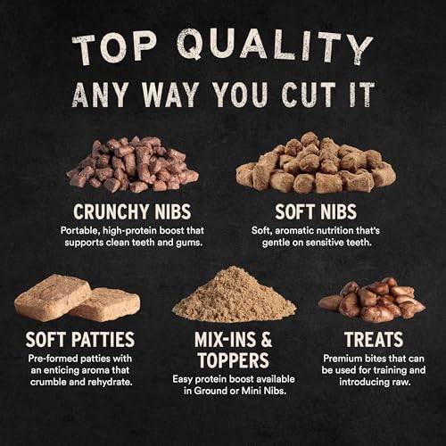 Vital Essentials high-protein nibs close-up highlighting nutrition value.