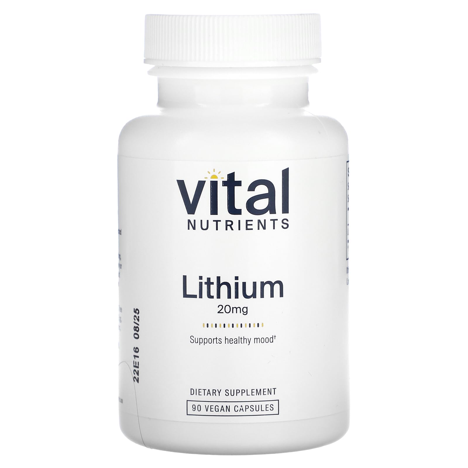 Vital Nutrients Lithium Orotate bottle front view for daily balance.