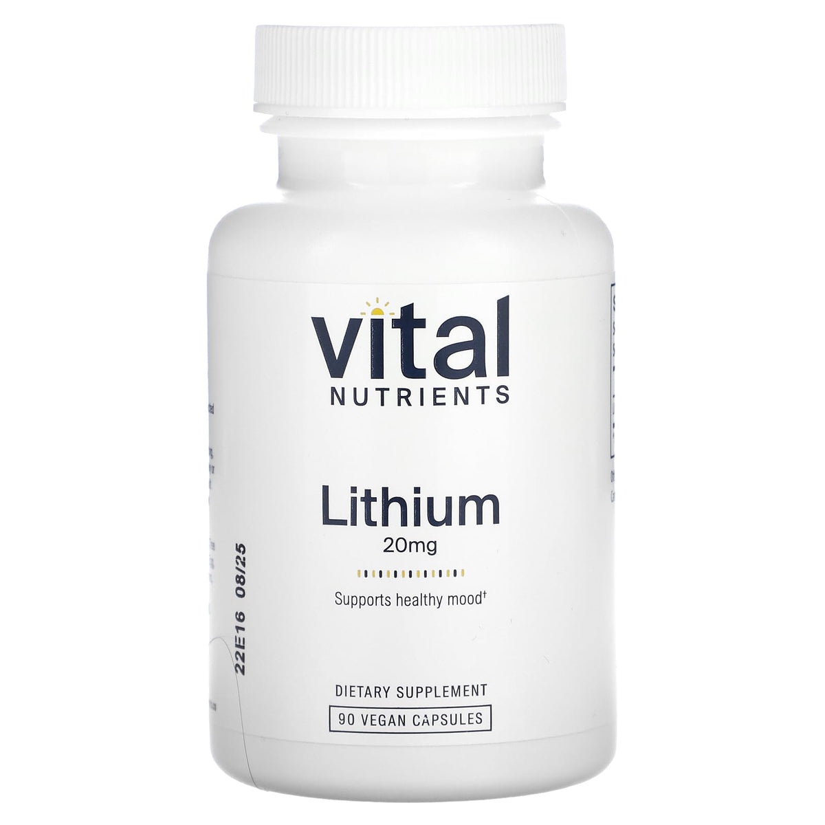 Vital Nutrients Lithium Orotate bottle front view for daily balance.