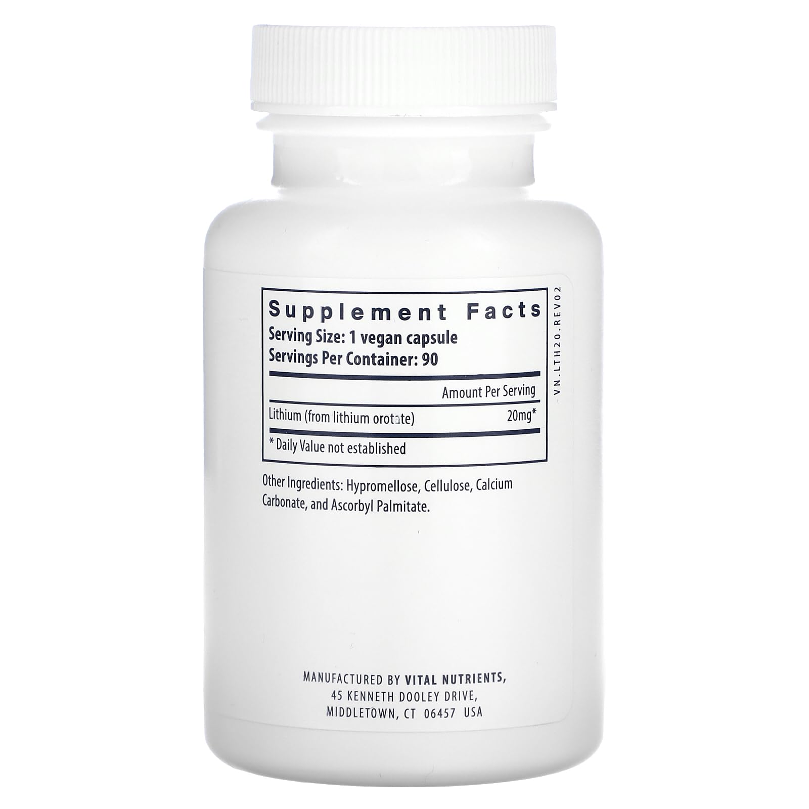 Vital Nutrients Lithium Orotate capsules close-up for mood and memory support.