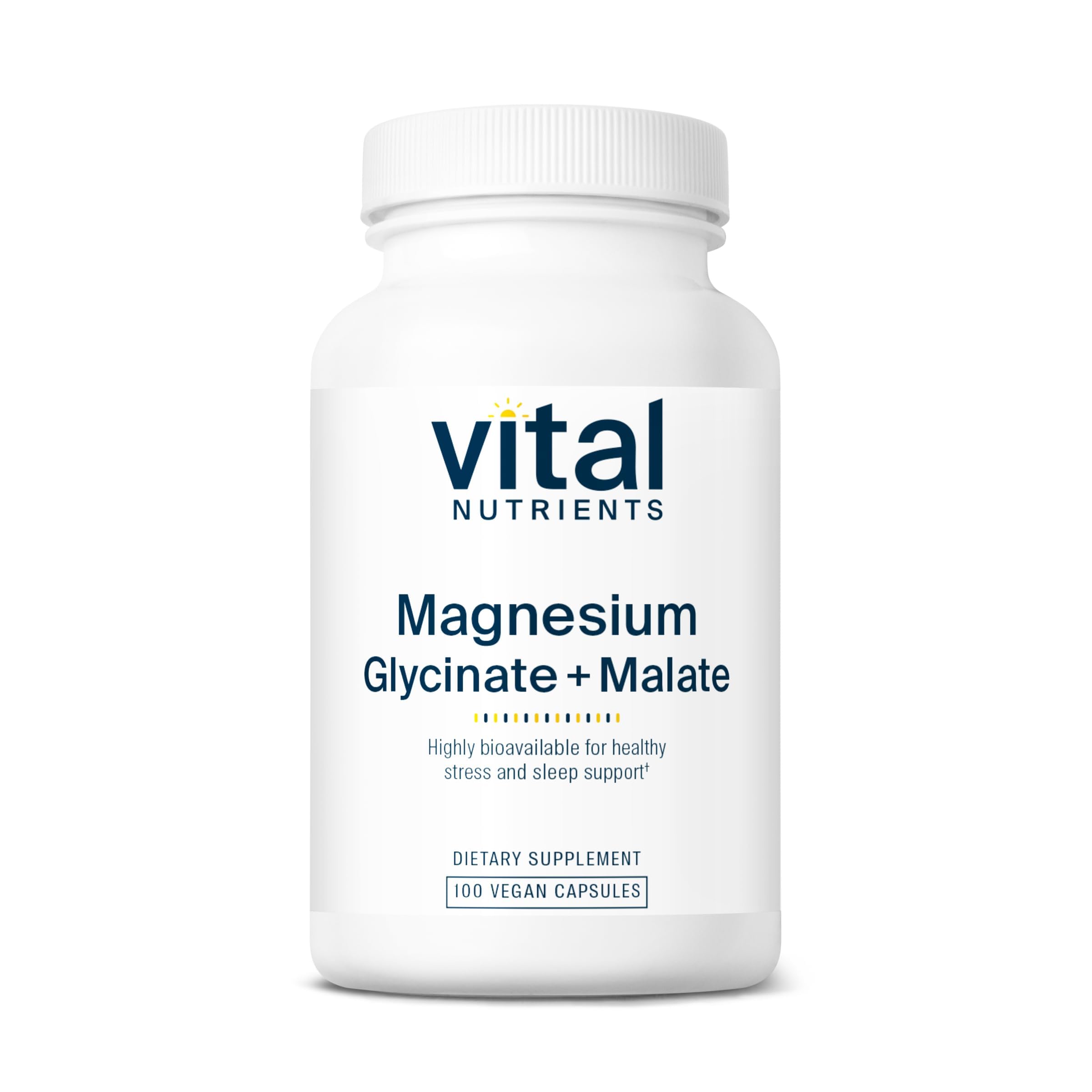 Vital Nutrients Magnesium Glycinate + Malate bottle front for daily magnesium support.