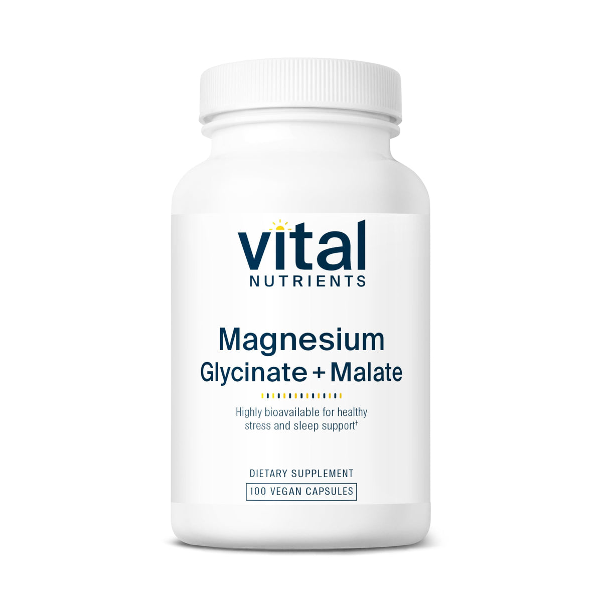 Vital Nutrients Magnesium Glycinate + Malate bottle front for daily magnesium support.