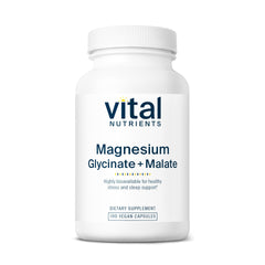 Vital Nutrients Magnesium Glycinate + Malate bottle front for daily magnesium support.