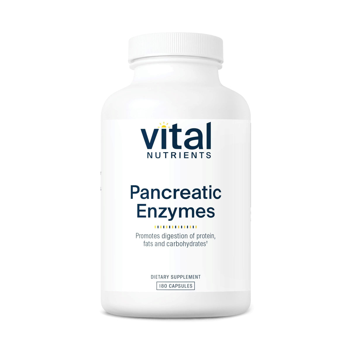 Vital Nutrients Pancreatic Enzymes bottle promotes digestive support during meals