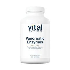 Vital Nutrients Pancreatic Enzymes bottle promotes digestive support during meals