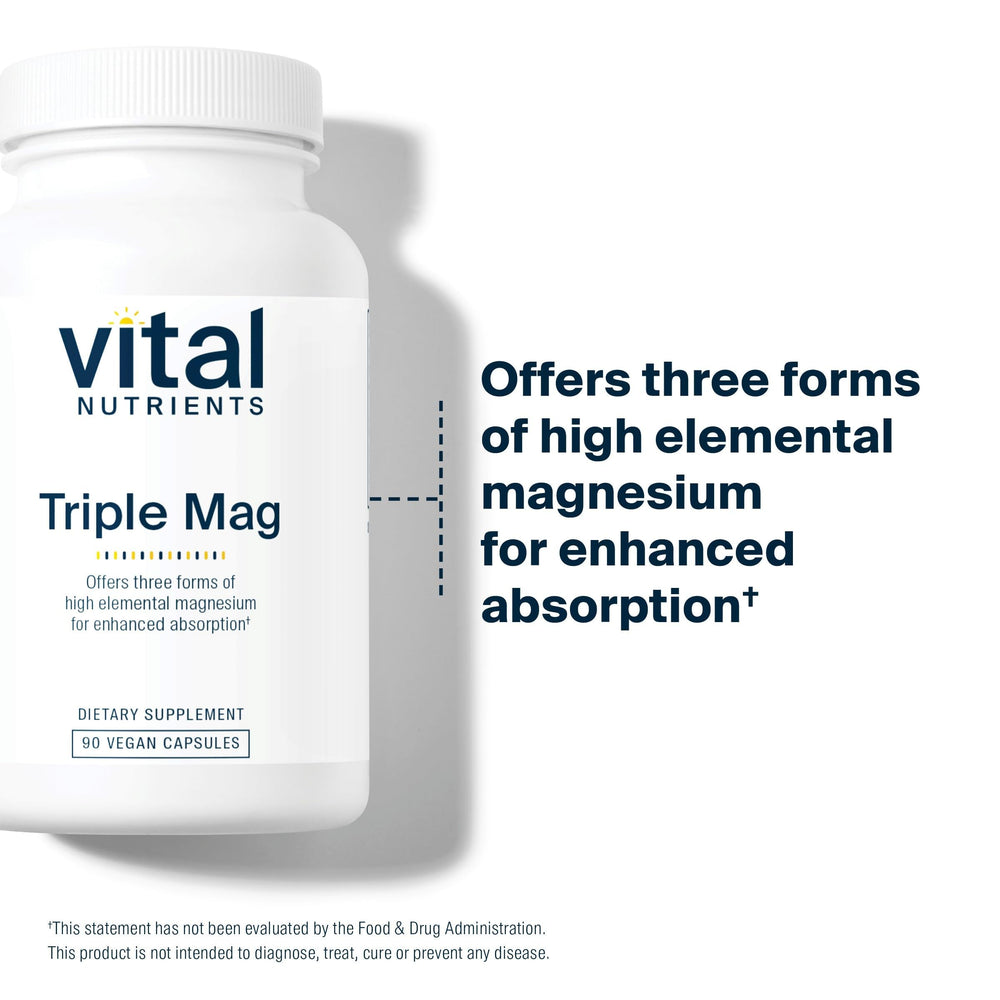 Vital Nutrients Triple Magnesium Complex capsules poured, easy-to-take magnesium for daily support.