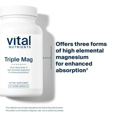 Vital Nutrients Triple Magnesium Complex capsules poured, easy-to-take magnesium for daily support.