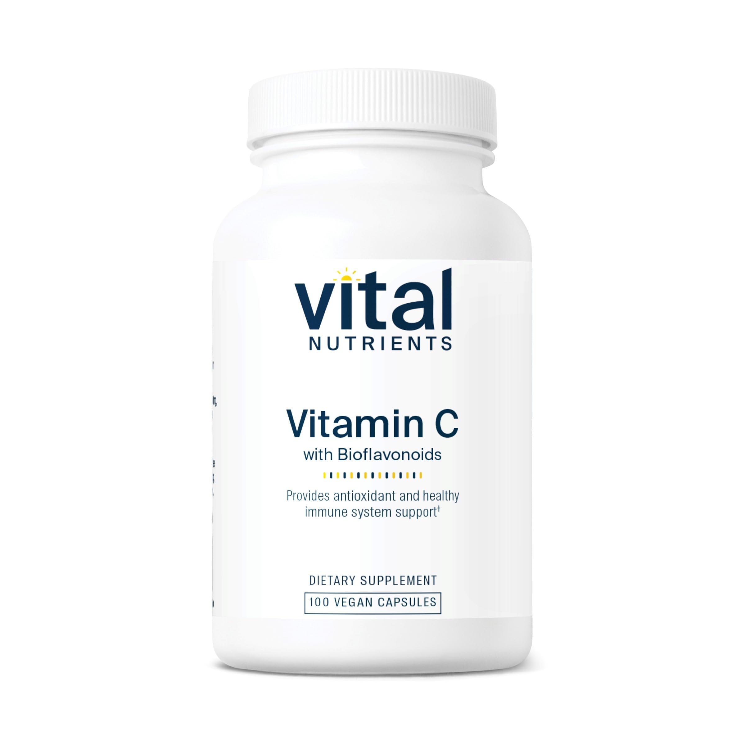 Vital Nutrients Vitamin C with Bioflavonoids bottle showing 1000mg vitamin C for immune support.