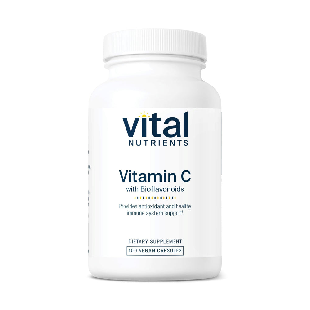 Vital Nutrients Vitamin C with Bioflavonoids bottle showing 1000mg vitamin C for immune support.