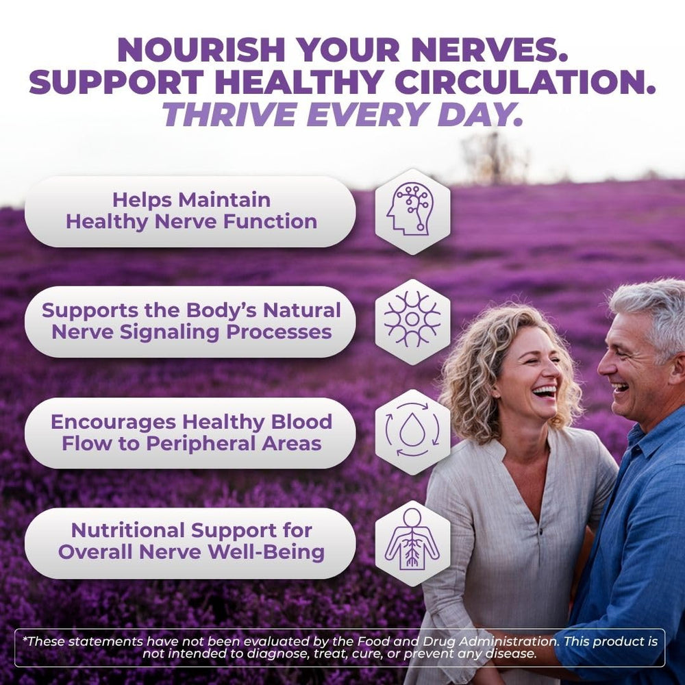 Advanced nerve health formula label highlights turmeric and CoQ10 for energy