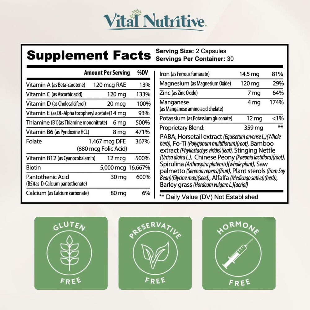 Vital Nutritive Vital Hair Complex supports hair and overall wellness