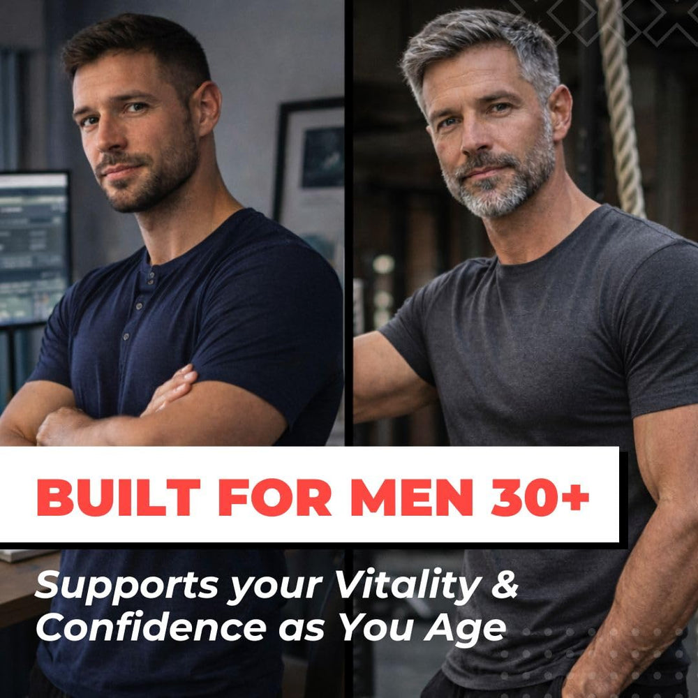 Man jogging with Vital Testo Support for an active lifestyle.