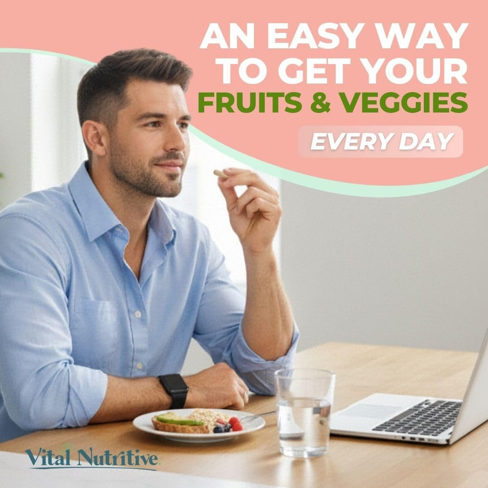 Vital Nutritive VSF capsules close-up showing easy-to-swallow design.