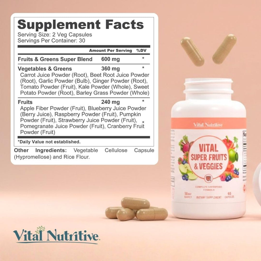 Vital Nutritive VSF bottle highlights immune and skin support benefits.