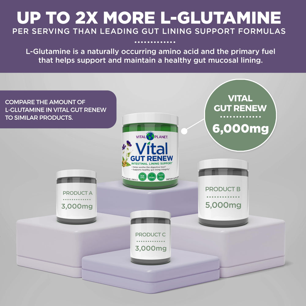 Vital Gut Renew ingredients chart on box communicates key active components