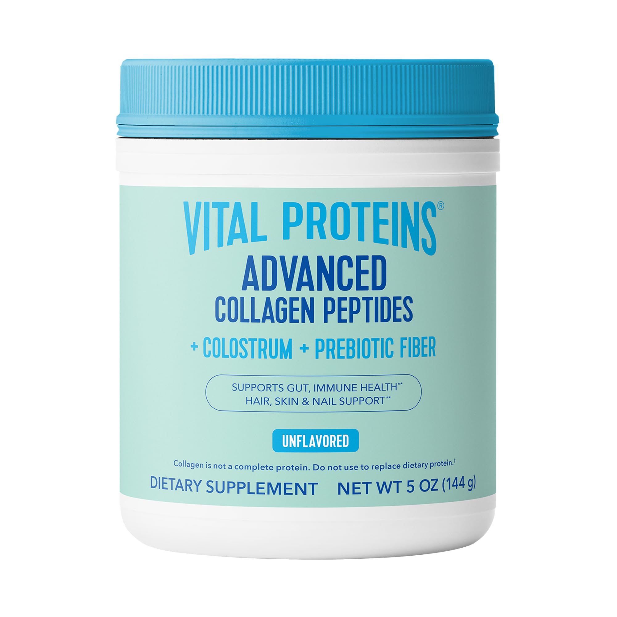 Vital Proteins Advanced Collagen bottle front view highlighting VERISOL peptides for skin support.