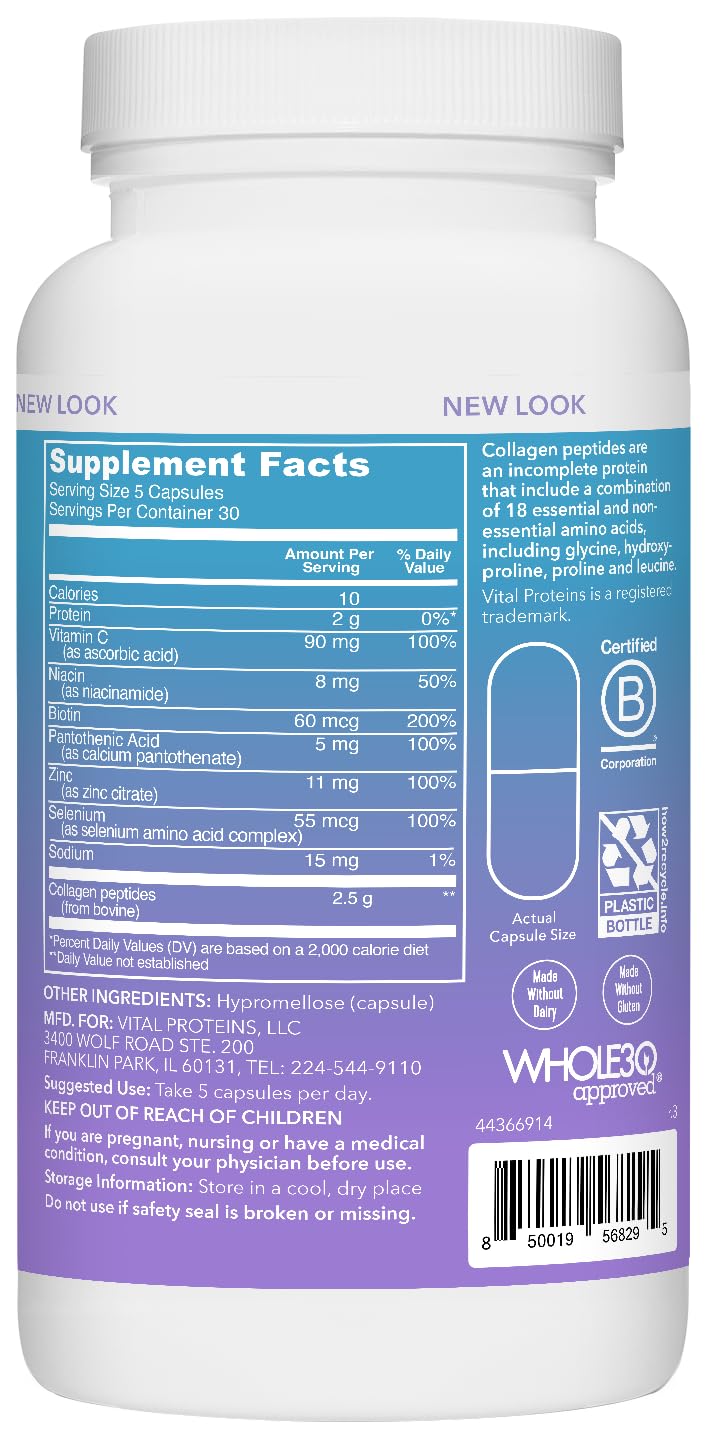 Packaging display for Vital Proteins Beauty Edition with 150 capsules
