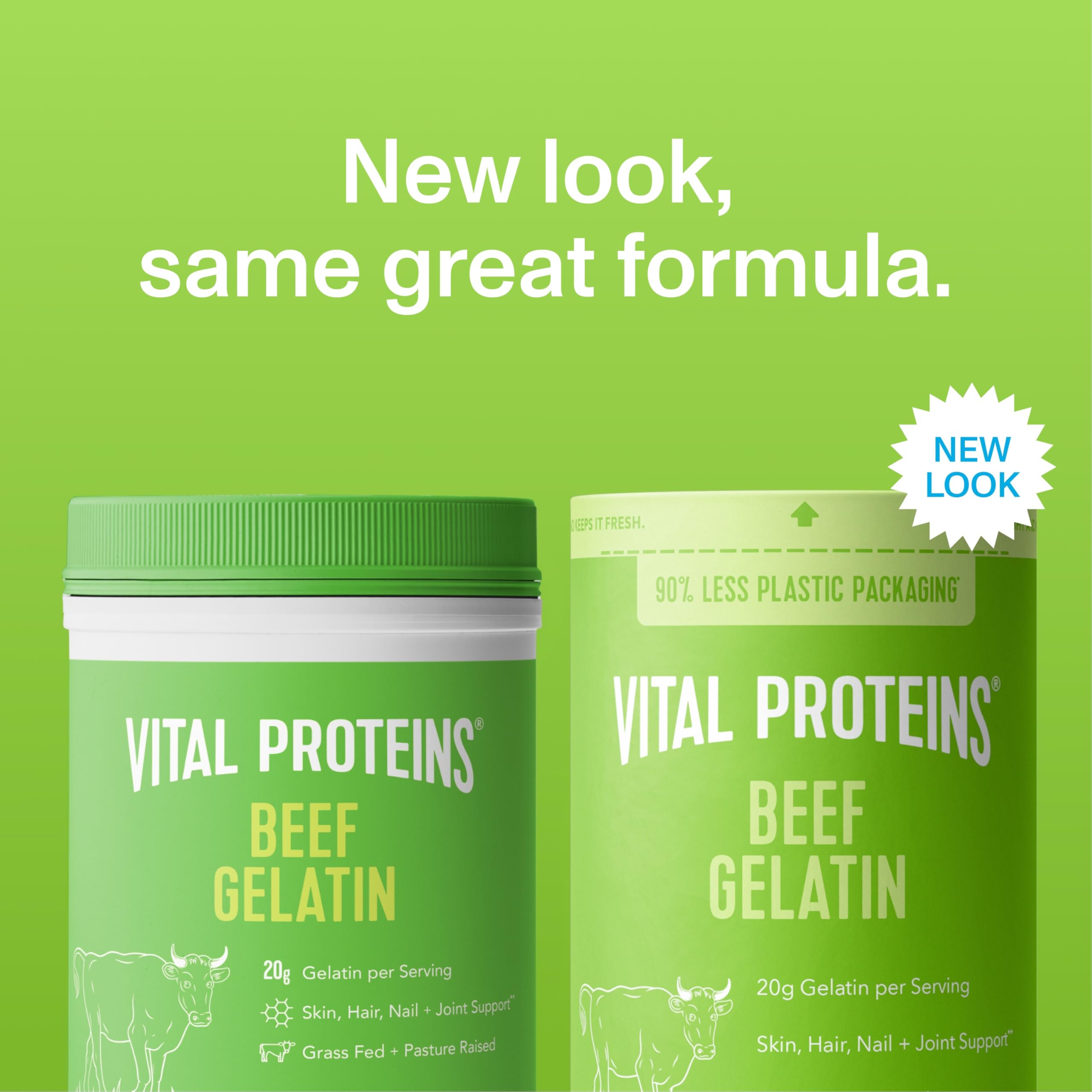 Vital Proteins Beef Gelatin Powder unflavored beside measuring spoons for versatile cooking.