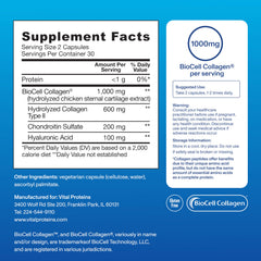 Vital Proteins BioCell Collagen label detail communicates quality and ingredients.