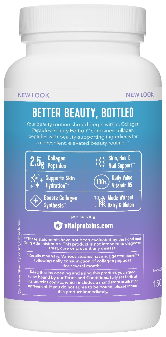 Bottle displayed on a bathroom shelf with Vital Proteins branding