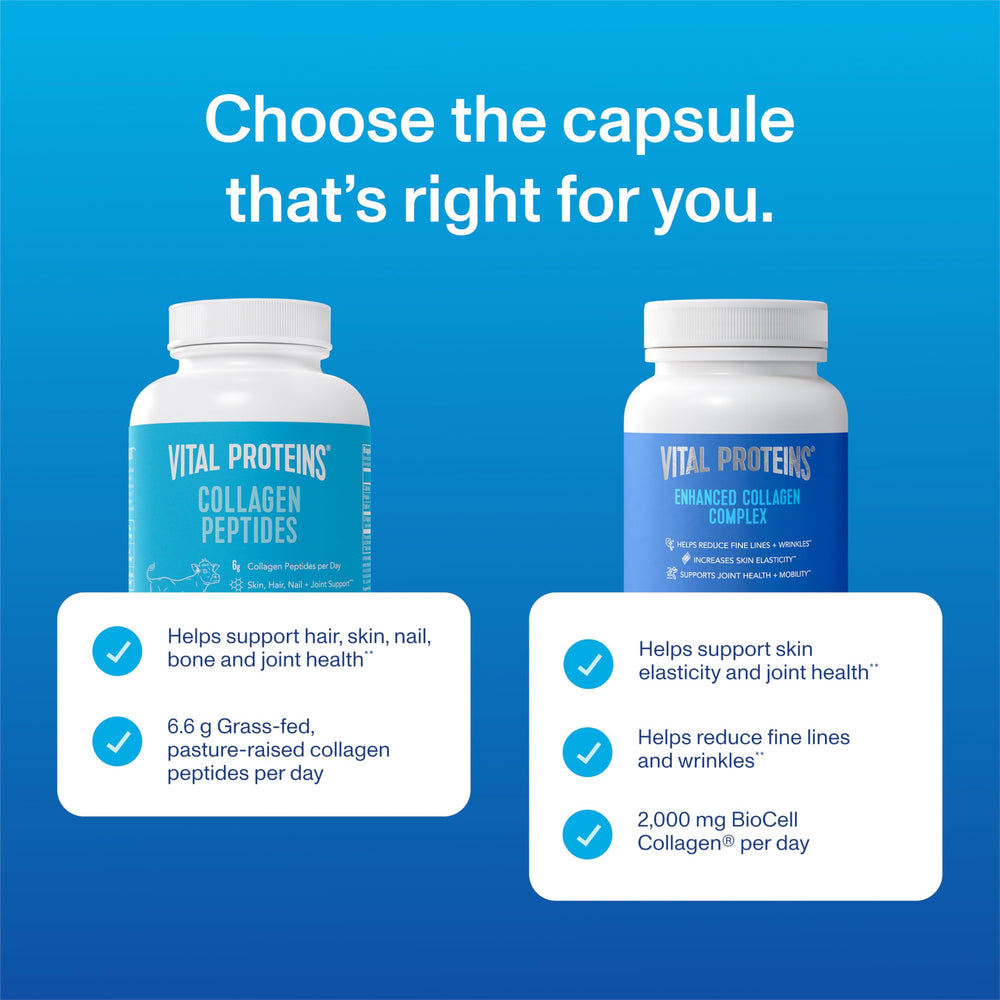 Vital Proteins capsules on daily-pill drawer emphasize gluten-free, convenient routine.