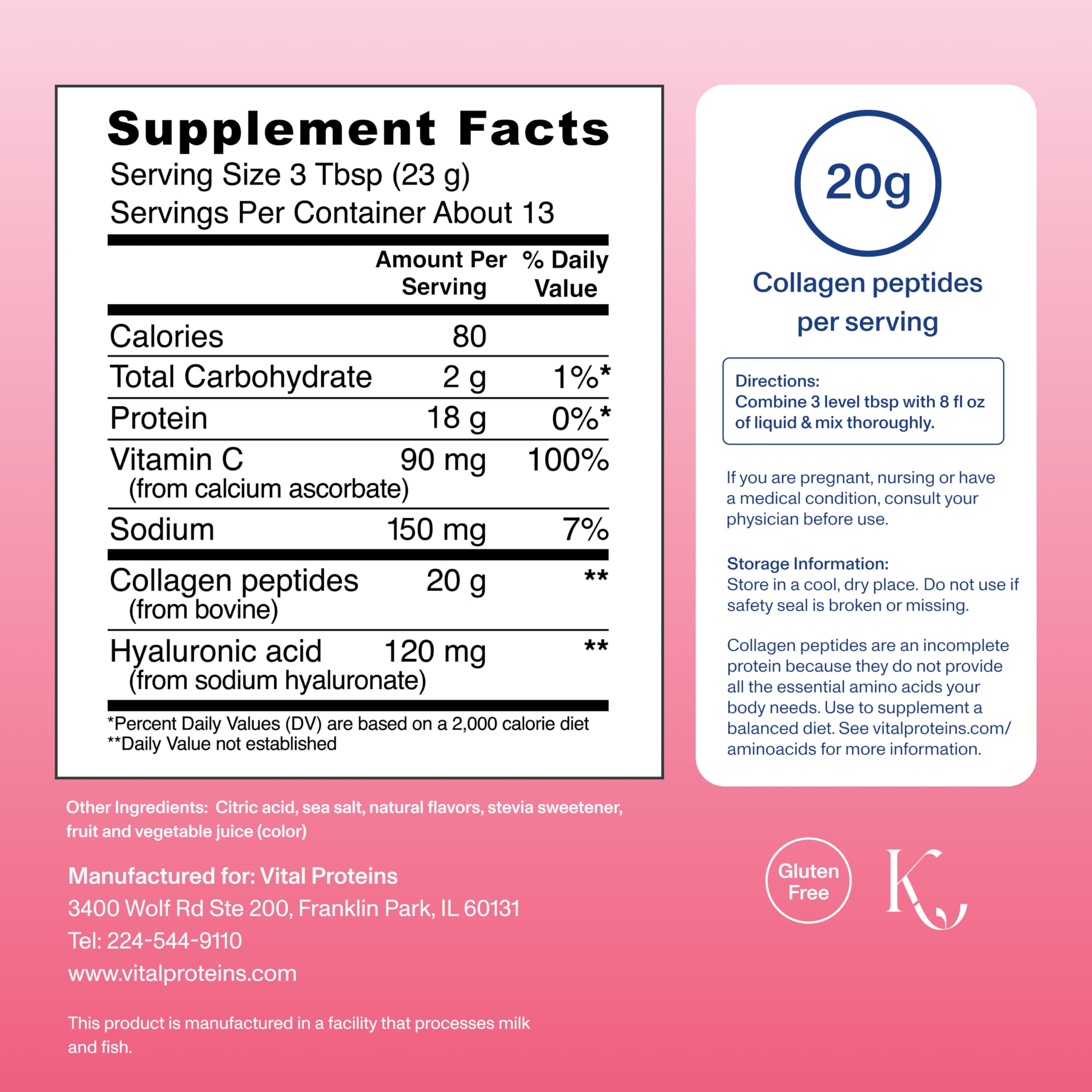 Vital Proteins Collagen Peptides Advanced label closeup highlights premium grass-fed sourcing