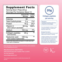 Vital Proteins Collagen Peptides Advanced label closeup highlights premium grass-fed sourcing