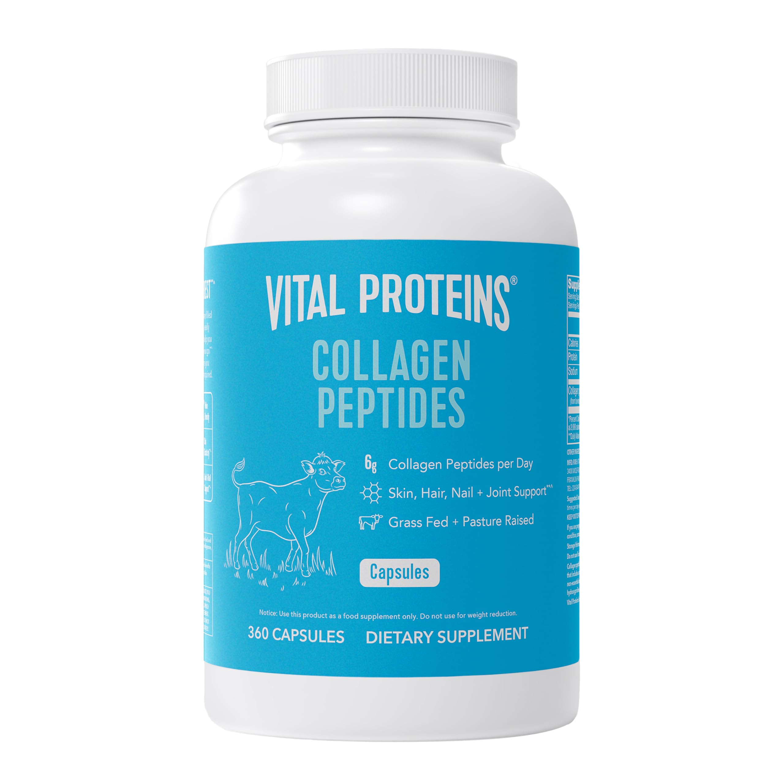 Vital Proteins collagen capsules bottle pouring for easy daily use in beauty routine