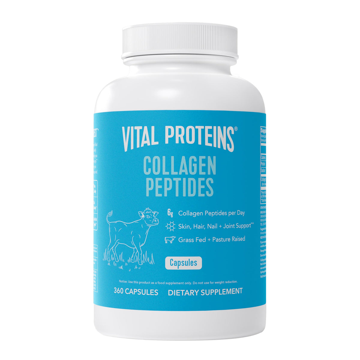 Vital Proteins collagen capsules bottle pouring for easy daily use in beauty routine
