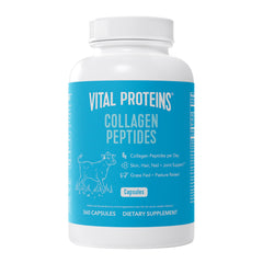 Vital Proteins collagen capsules bottle pouring for easy daily use in beauty routine
