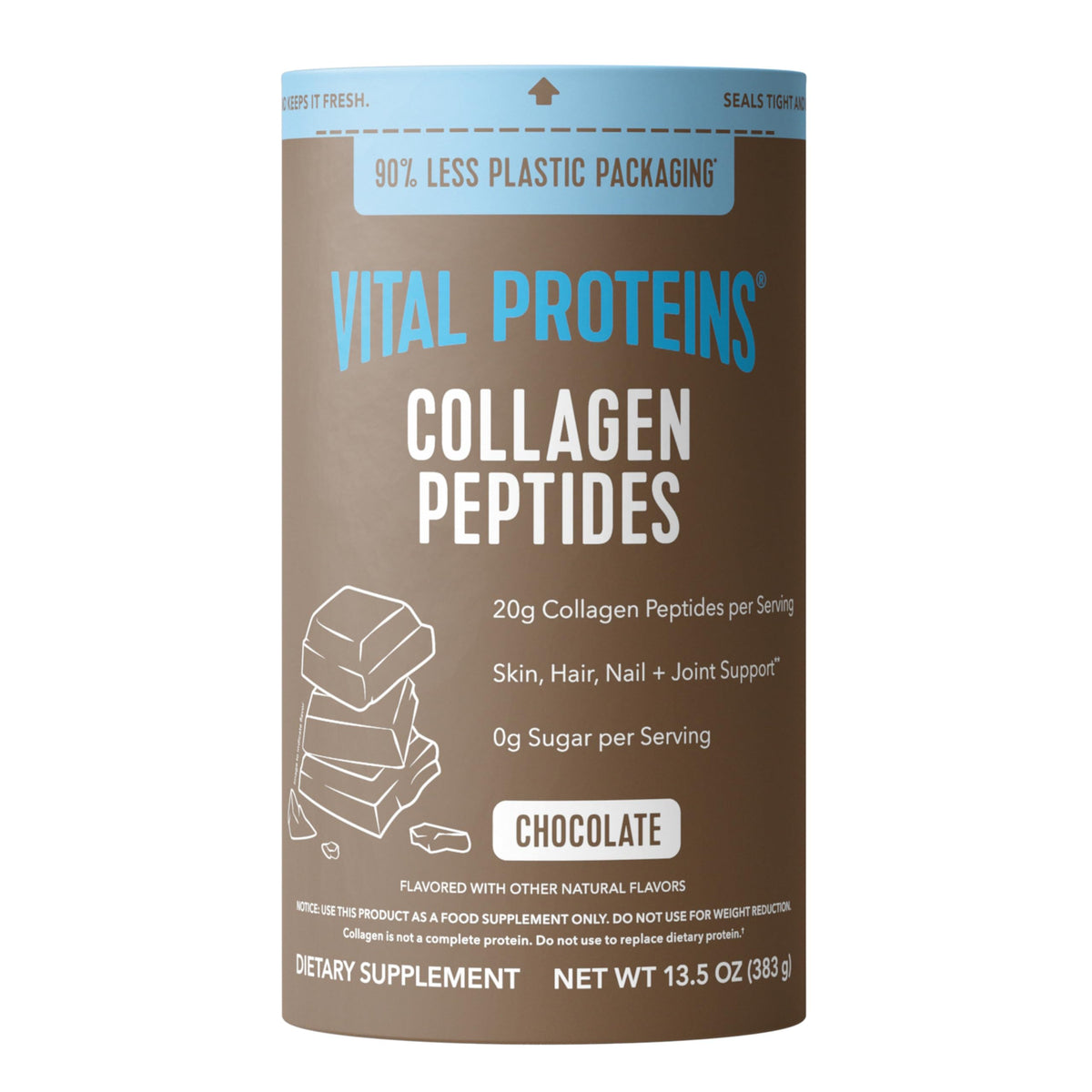 Vital Proteins Collagen Peptides Chocolate bottle front for daily wellness shake