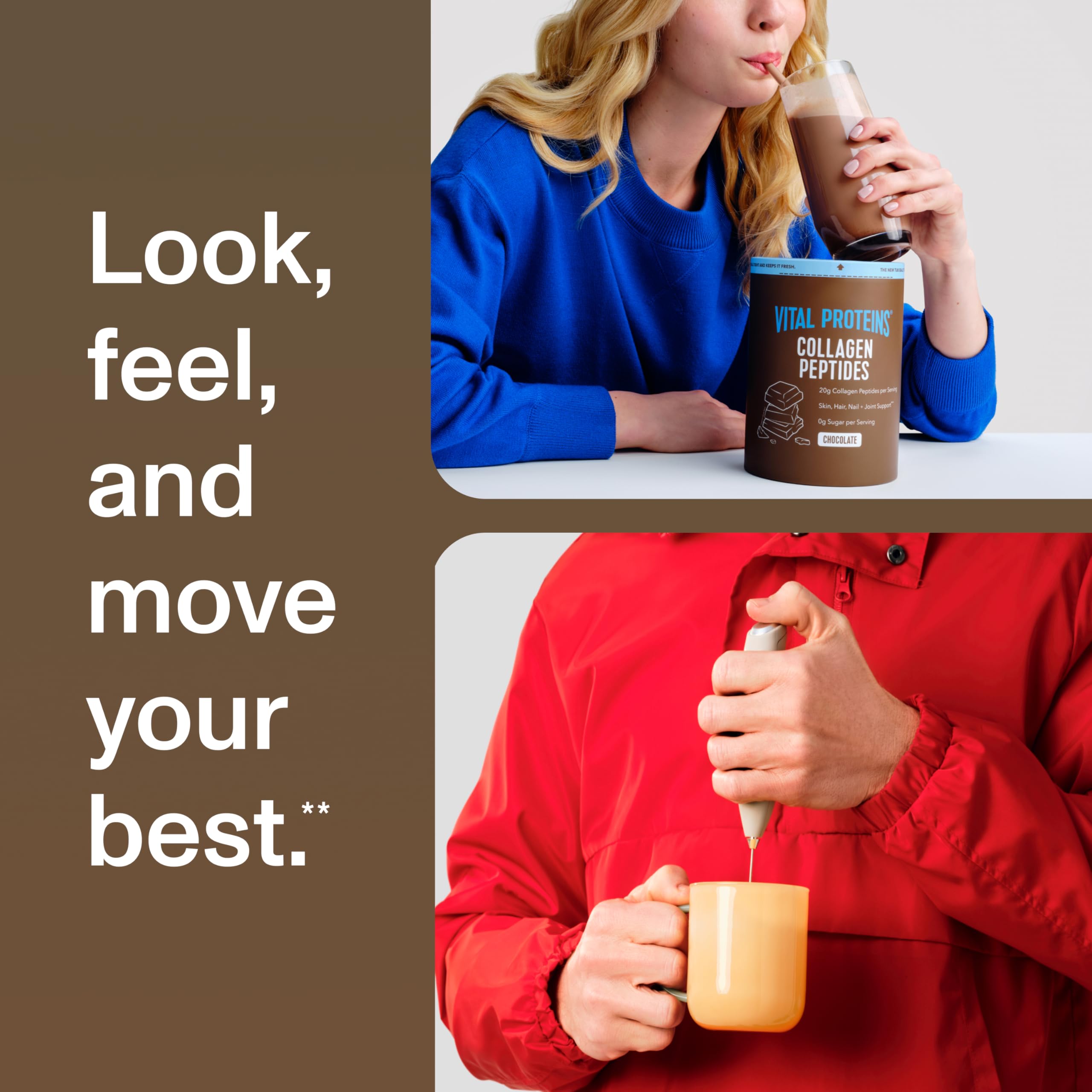 Vital Proteins daily routine setup with chocolate collagen powder.