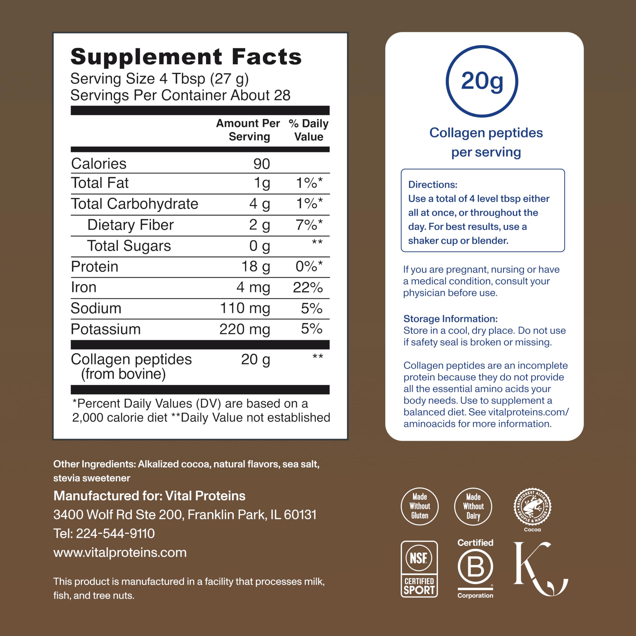 Vital Proteins grass-fed origin highlights premium quality collagen.