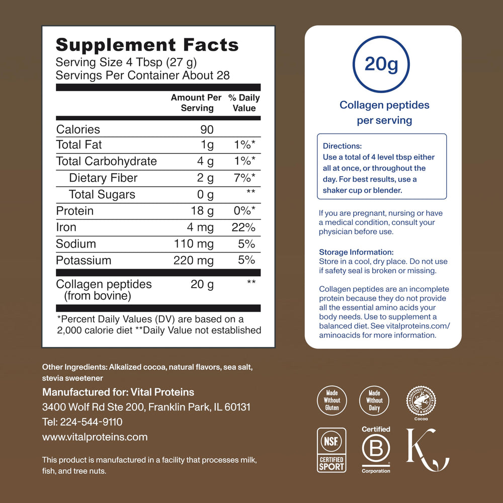 Vital Proteins grass-fed origin highlights premium quality collagen.