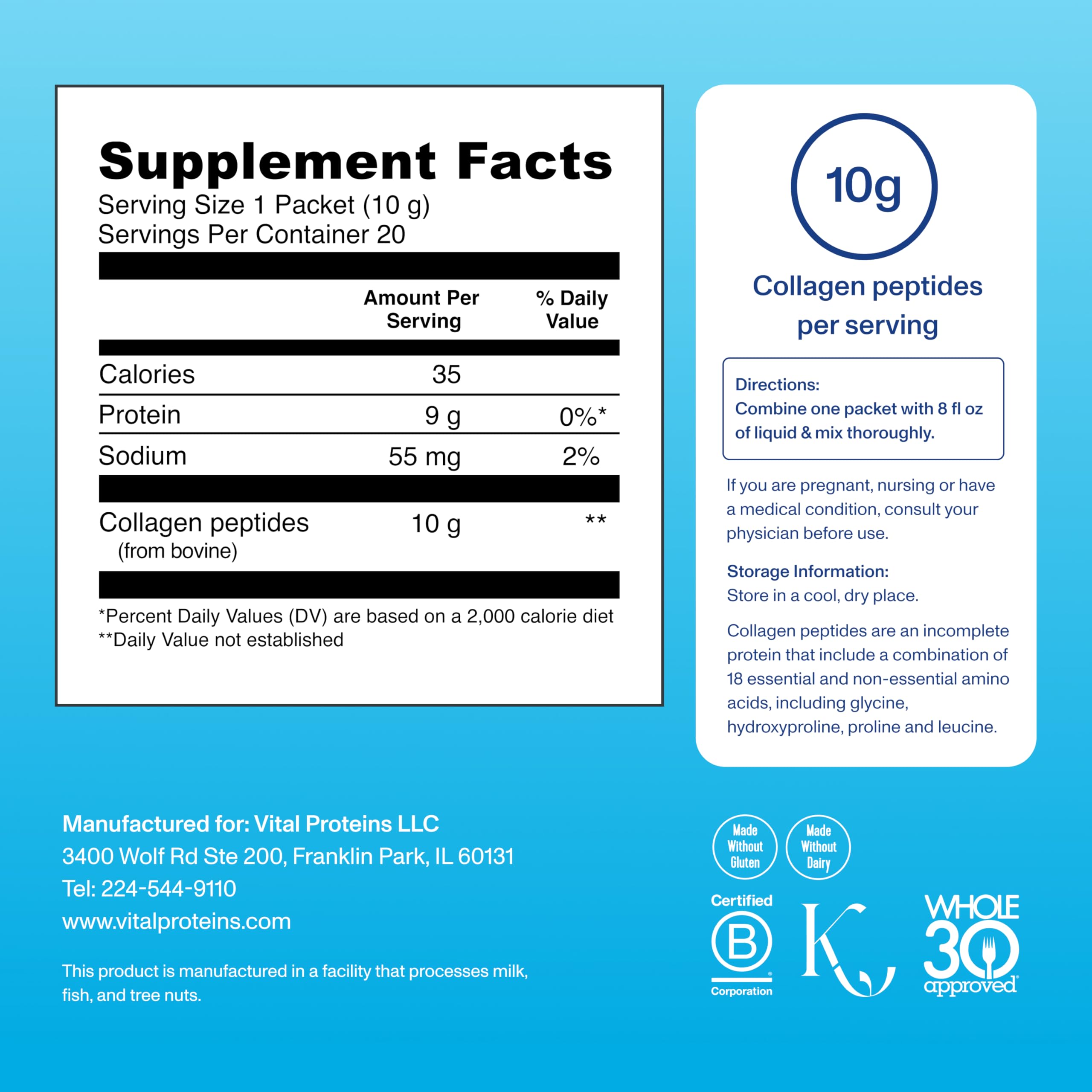 Vital Proteins Collagen Peptides powder dissolves easily in coffee for a smooth mix.