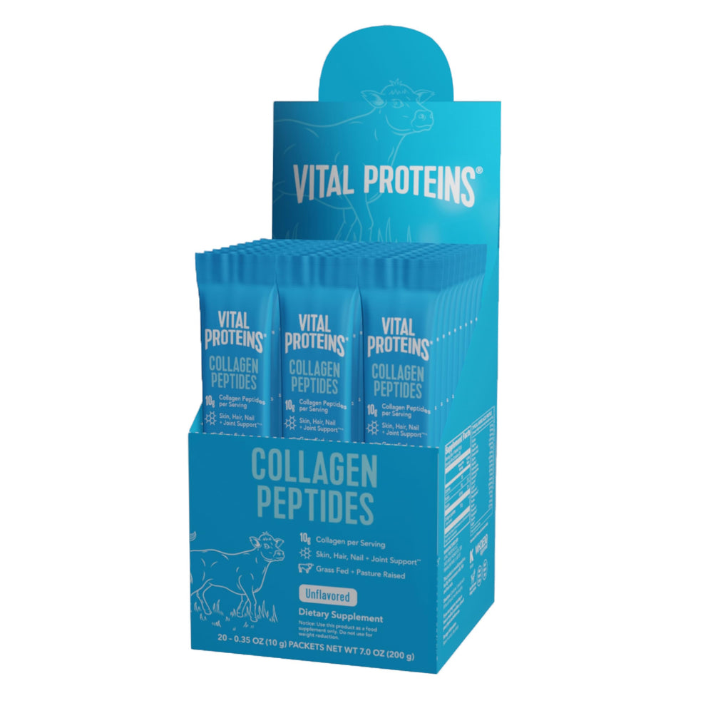 Vital Proteins Collagen Peptides travel pack unflavored, easy daily supplement for joints and skin.