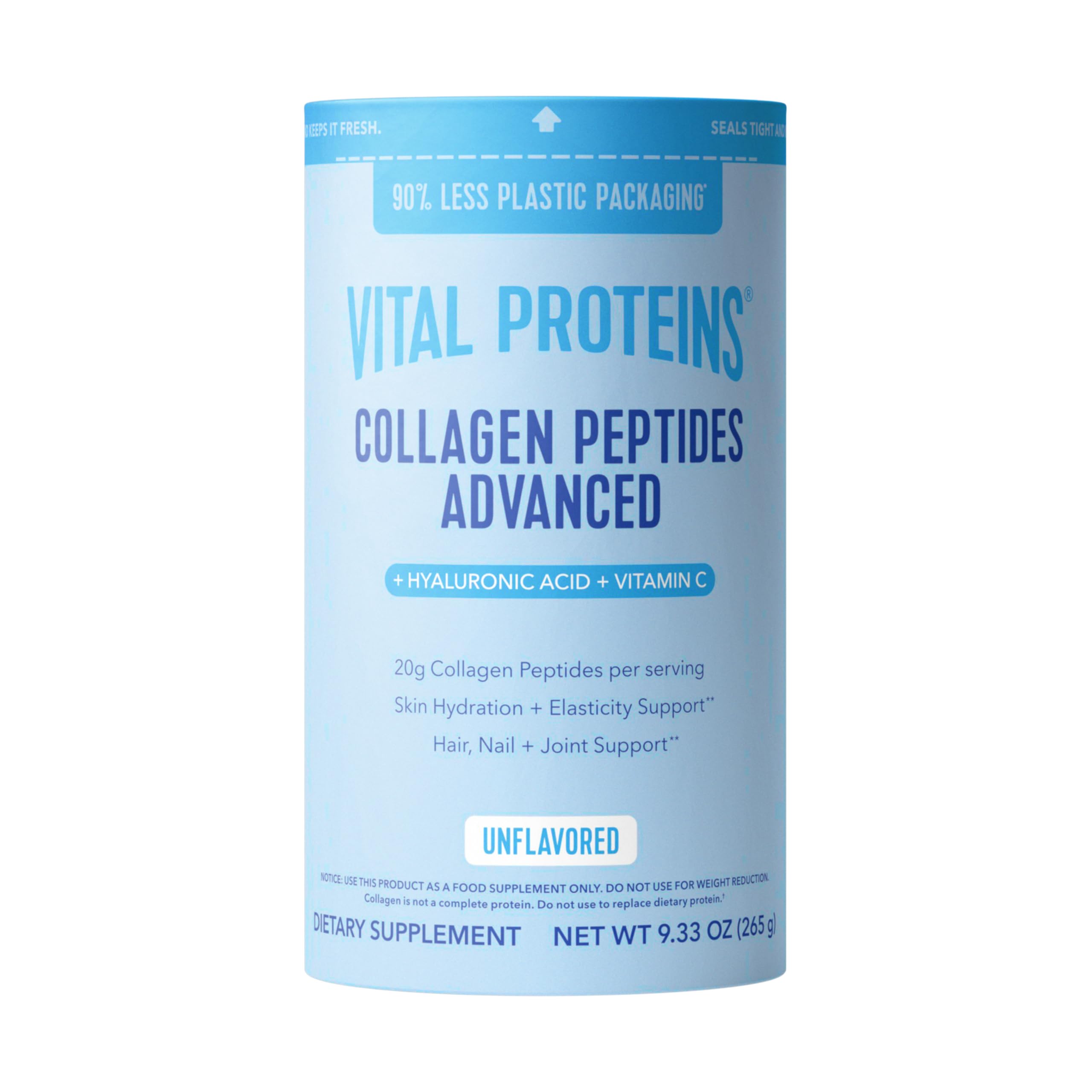 Vital Proteins Collagen Peptides Unflavored bottle being poured for daily collagen support.