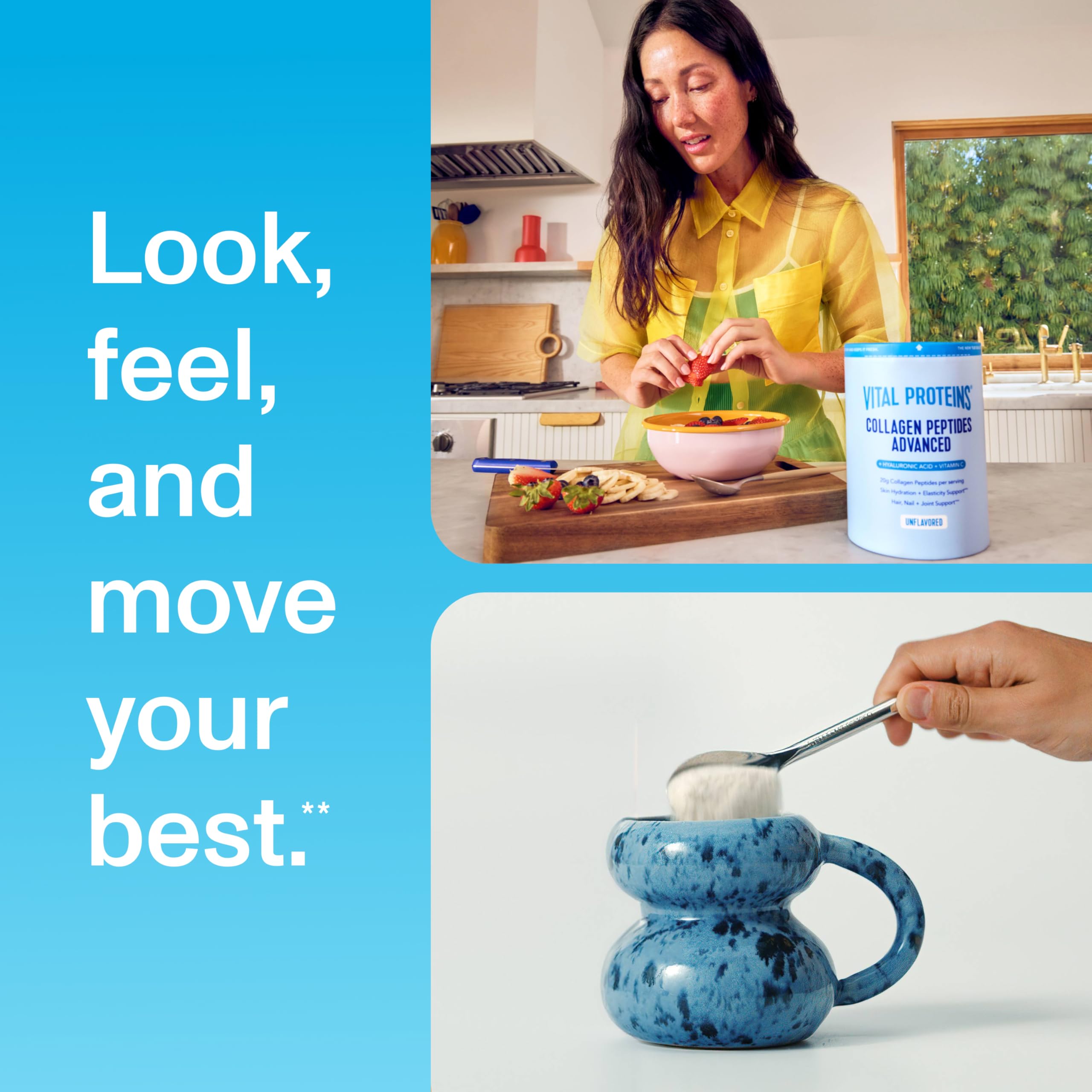 Vital Proteins Collagen Peptides Unflavored on kitchen counter awaiting daily routine.