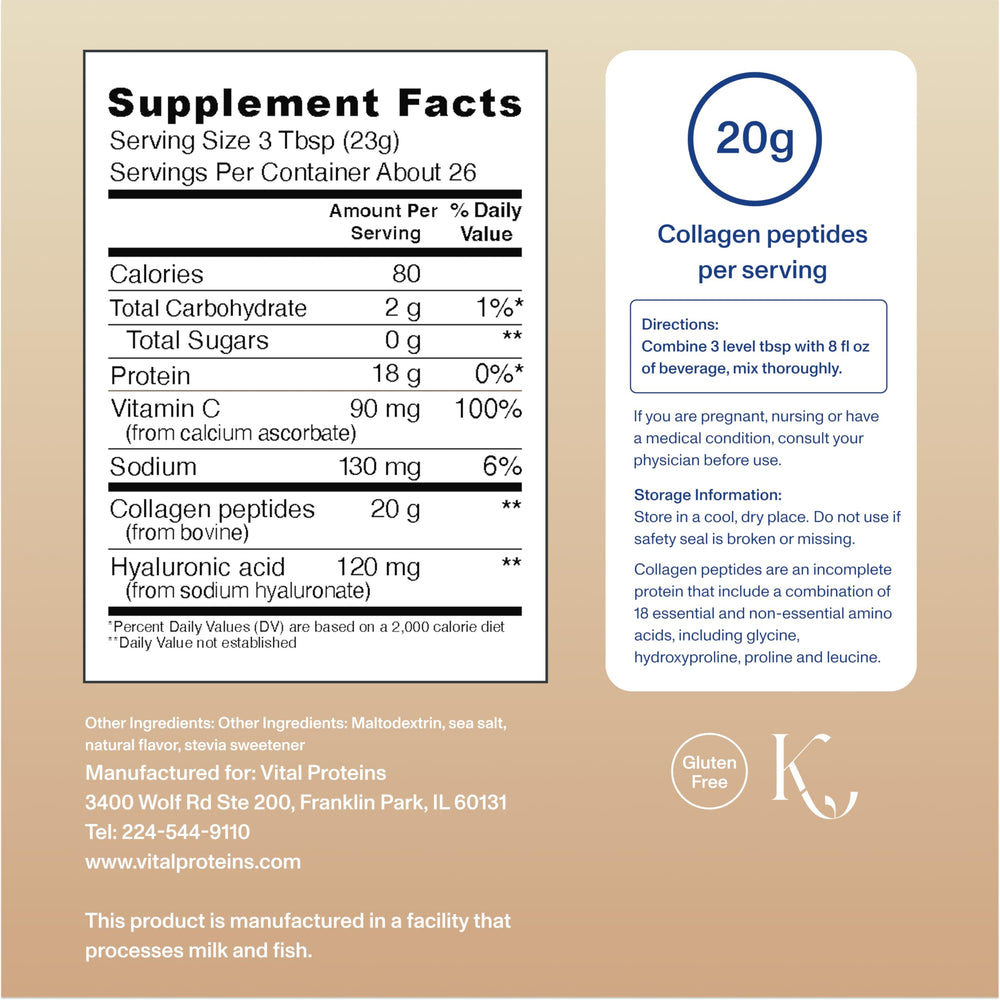Vital Proteins Hyaluronic Acid boost bottle highlighting skin hydration support.