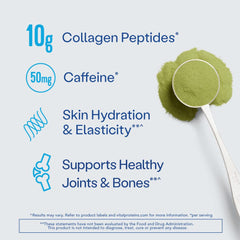 Vital Proteins Matcha Collagen jar with scoop, antioxidant-rich daily ritual.