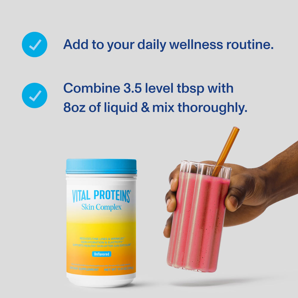 Vital Proteins Skin Complex with hyaluronic acid and vitamin C for hydration and elasticity