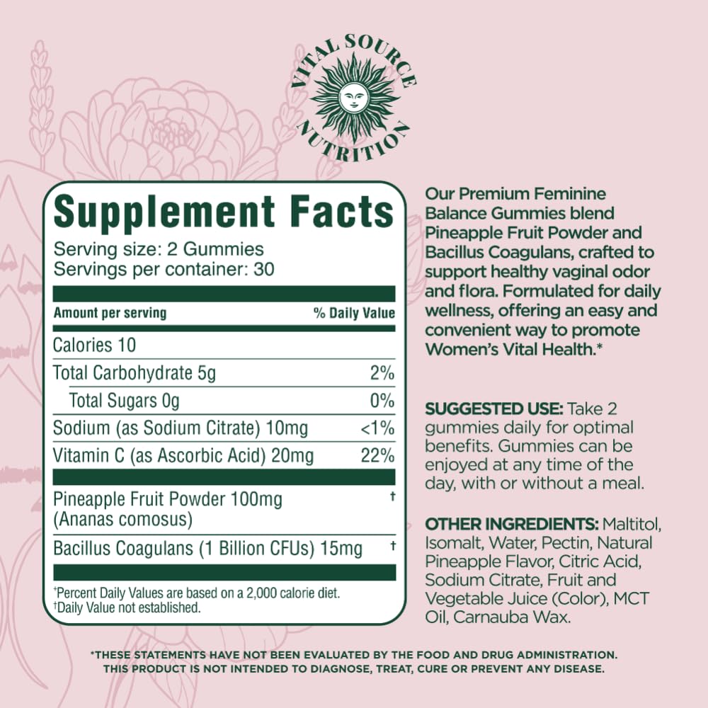 Vital Source Nutrition Made in USA gummies for a month-long balance and comfort.