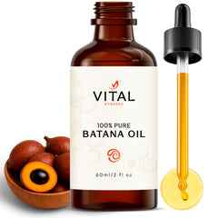 Vital Strands Batana Oil bottle pour demonstrating quick absorption for scalp care