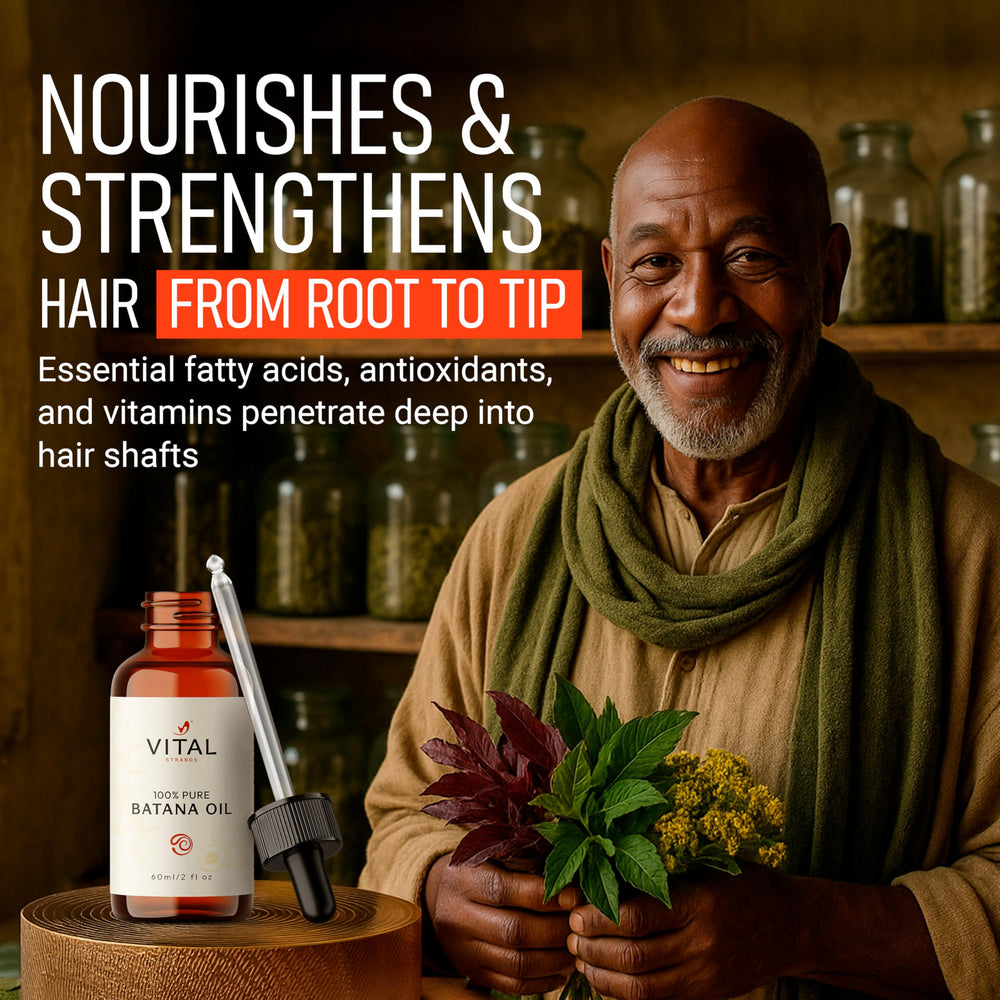 Vital Strands Batana Oil edge-repair focus on thinning areas of the scalp