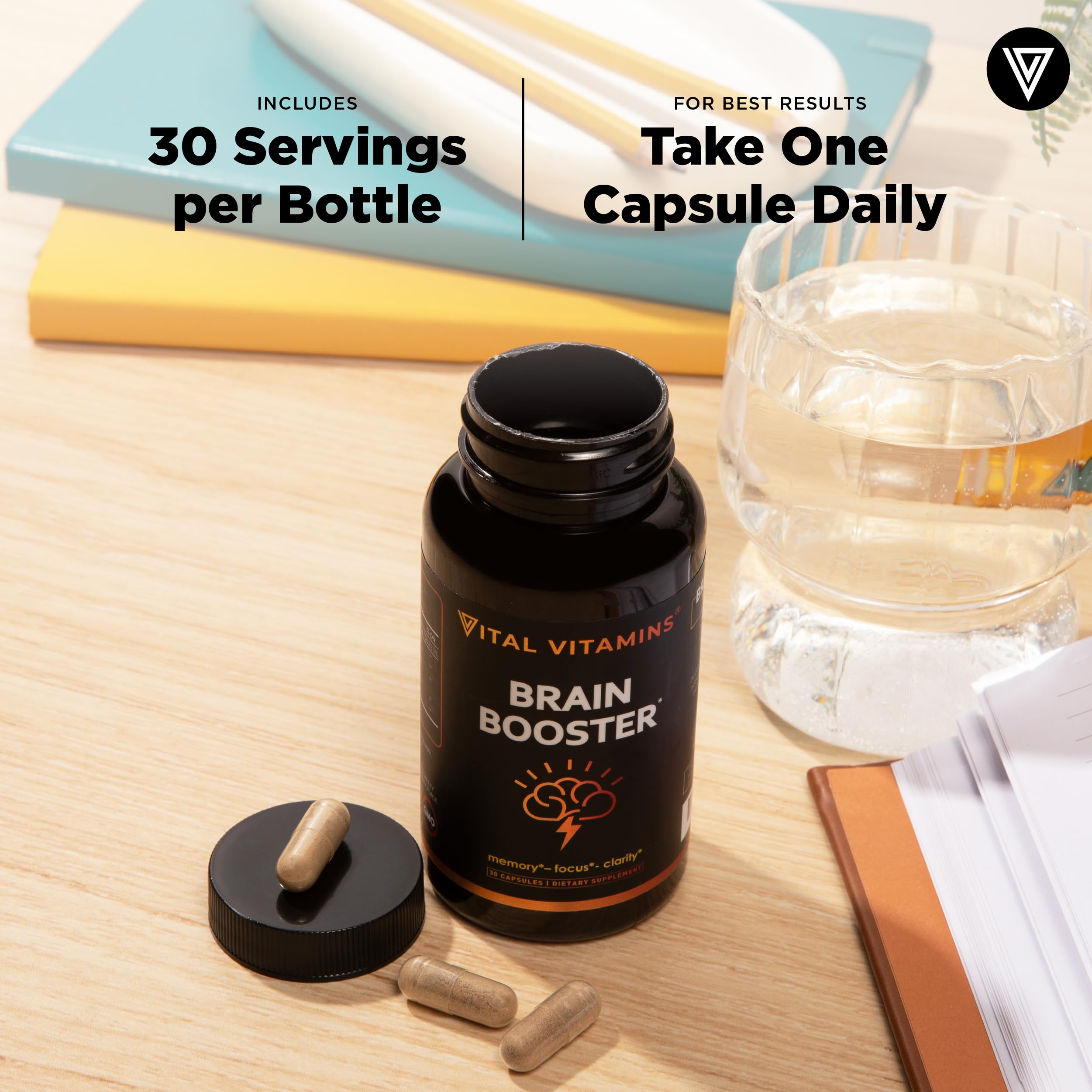 Vital Vitamins Brain Booster senior memory support in daily life.