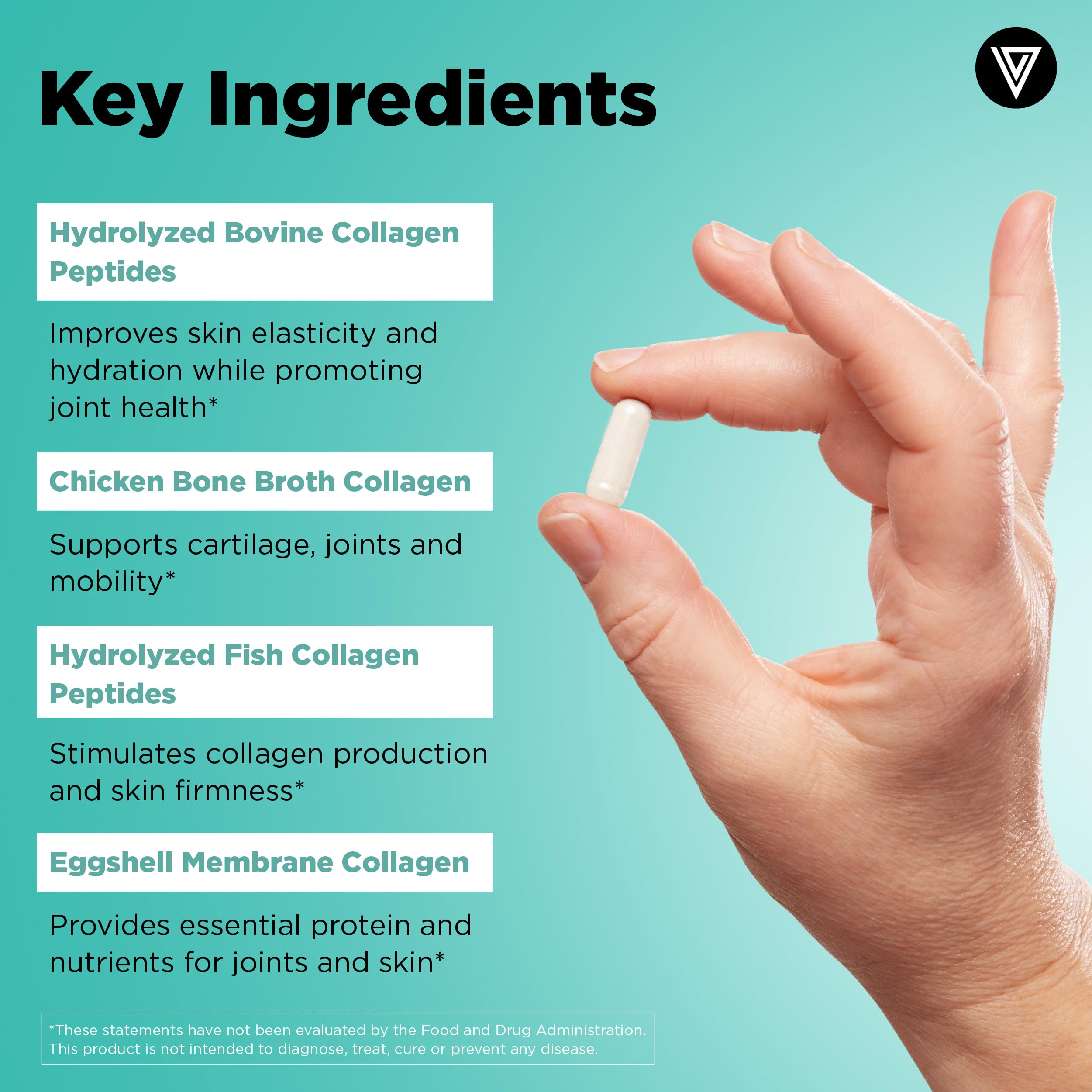 Vital Vitamins Multi Collagen bottle back label notes non-GMO and grass-fed sourcing.